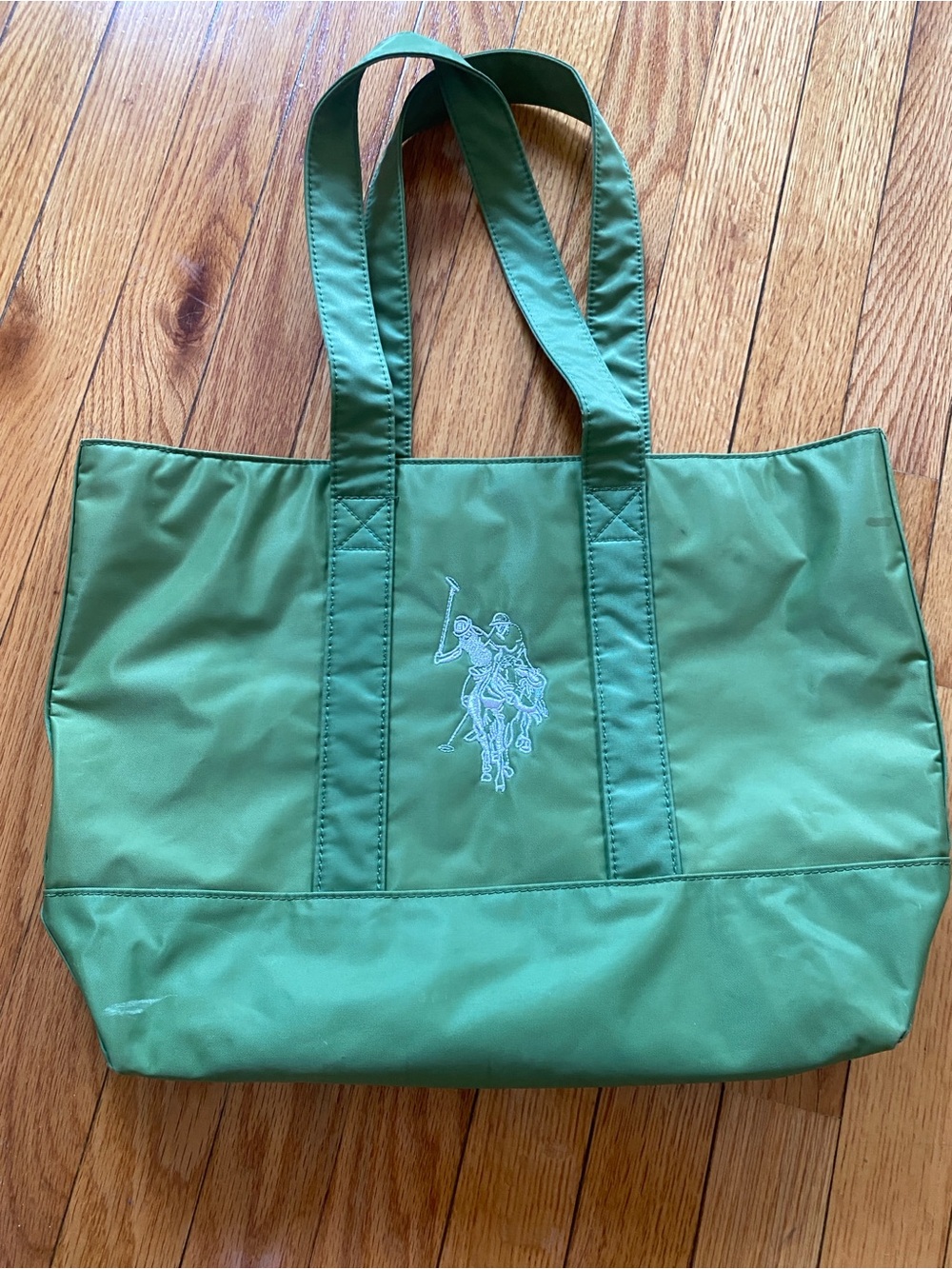 U.S. Polo Assn. Green Embroidered Polo Player Tote Bag